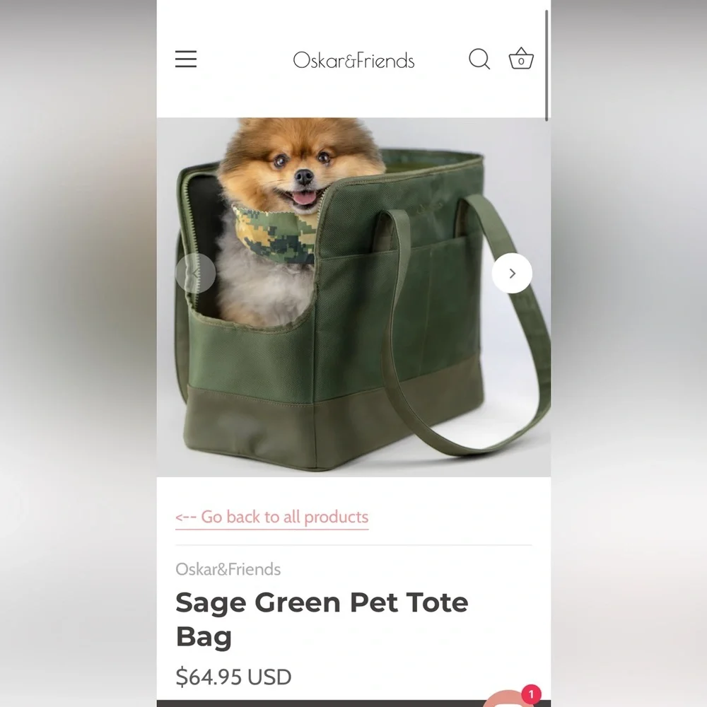 Oskar&Friends Sage Green Pet Tote Bag